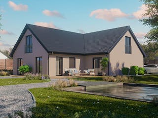 Massivhaus ICON 6+ Bungalow Ausbaupaket DG von Dennert Massivhaus Ausbauhaus ab 284530€, Bungalow Außenansicht 1