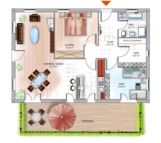 Dennert ICON Bungalow Floorplan 1