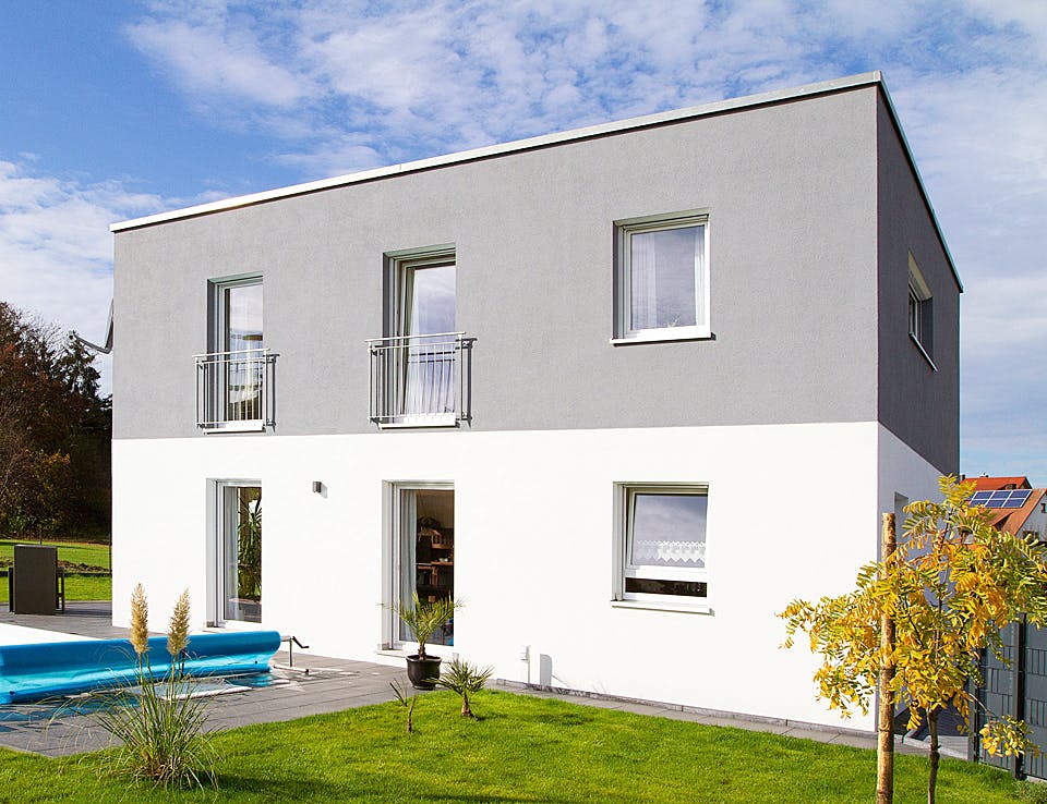 Massivhaus ICON Cube von Dennert Massivhaus Ausbauhaus ab 248100€, Cubushaus Außenansicht 1