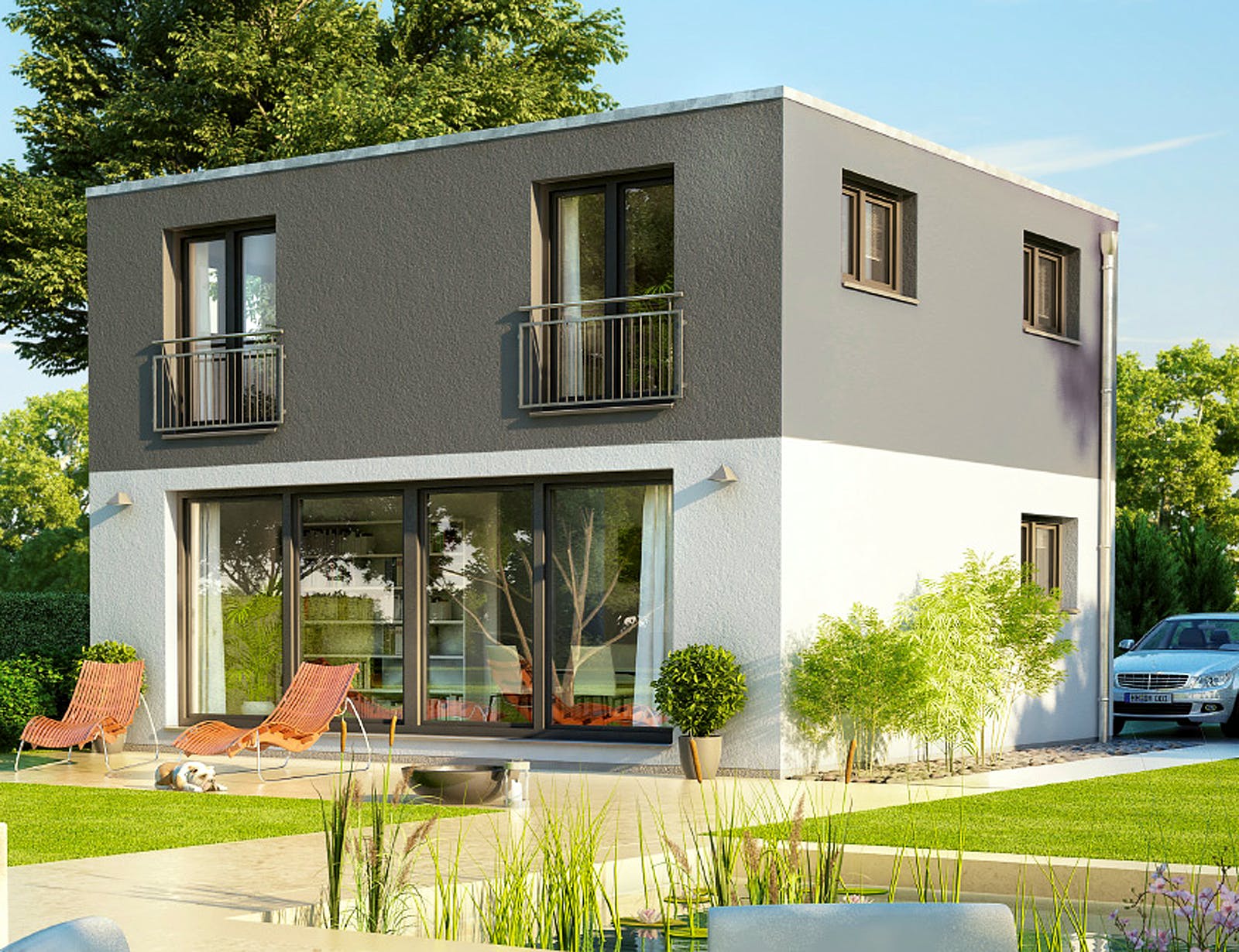 Massivhaus ICON Cube von Dennert Massivhaus Ausbauhaus ab 248100€, Cubushaus Außenansicht 2