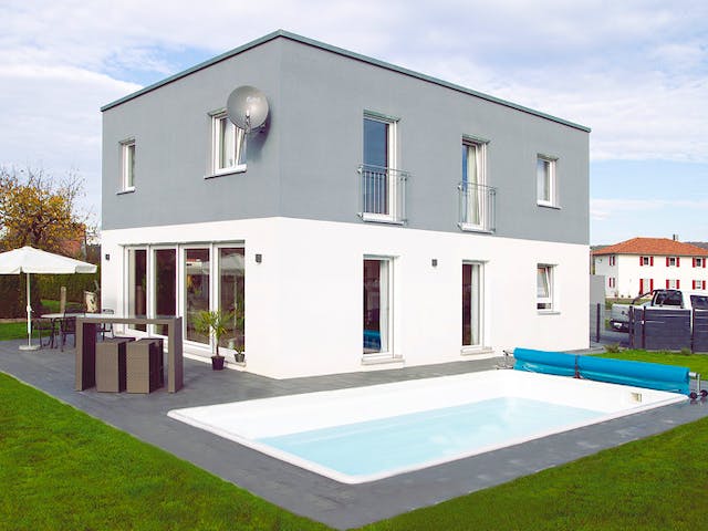 Massivhaus ICON Cube von Dennert Massivhaus Ausbauhaus ab 255600€, Cubushaus Außenansicht 3
