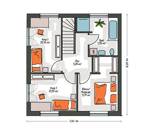 Massivhaus ICON Cube von Dennert Massivhaus Ausbauhaus ab 229800€, Cubushaus Grundriss 2