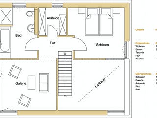 Blockhaus D112 Deininger-Bauer von Frammelsberger R. Ingenieur-Holzbau, Satteldach-Klassiker Grundriss 2