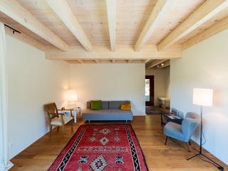 Blockhaus D112 Deininger-Bauer von Frammelsberger R. Ingenieur-Holzbau, Satteldach-Klassiker Innenansicht 2