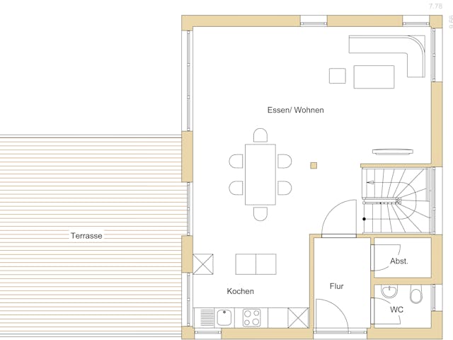 Blockhaus D109 Fehlings-Kopfmann von Frammelsberger Holzbau, Cubushaus Grundriss 1 Blockhaus D109 Fehlings-Kopfmann von Frammelsberger Holzbau, Cubushaus Grundriss 1