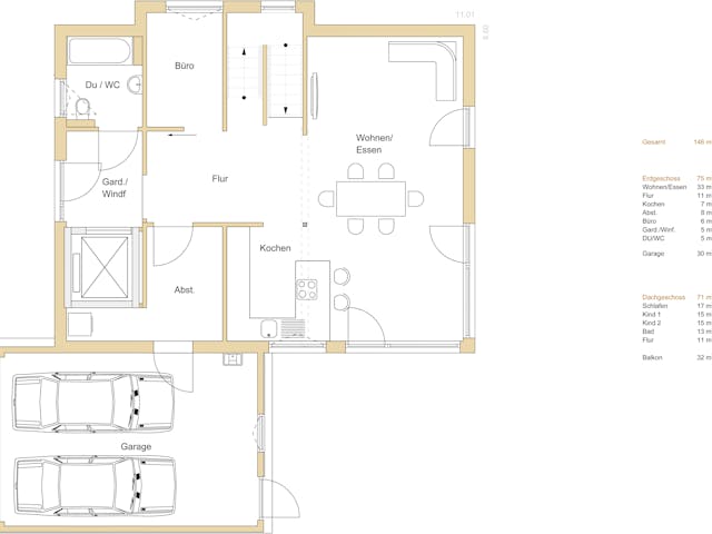 Blockhaus D146 Köstler von Frammelsberger Holzbau, Satteldach-Klassiker Grundriss 1 Blockhaus D146 Köstler von Frammelsberger Holzbau, Satteldach-Klassiker Grundriss 1