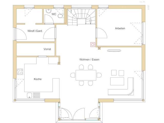 Blockhaus D176 Becker von Frammelsberger Holzbau, Satteldach-Klassiker Grundriss 1 Blockhaus D176 Becker von Frammelsberger Holzbau, Satteldach-Klassiker Grundriss 1