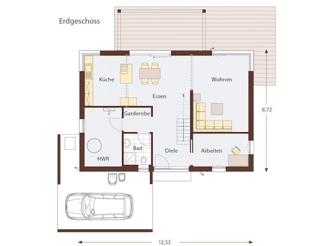 Blockhaus D183 MH Mülheim-Kärlich von Frammelsberger R. Ingenieur-Holzbau, Satteldach-Klassiker Grundriss 1 Blockhaus D183 MH Mülheim-Kärlich von Frammelsberger R. Ingenieur-Holzbau, Satteldach-Klassiker Grundriss 1