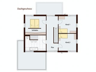 Blockhaus D183 MH Mülheim-Kärlich von Frammelsberger R. Ingenieur-Holzbau, Satteldach-Klassiker Grundriss 2