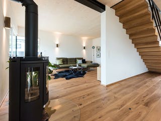 Blockhaus D183 MH Mülheim-Kärlich von Frammelsberger R. Ingenieur-Holzbau, Satteldach-Klassiker Innenansicht 6