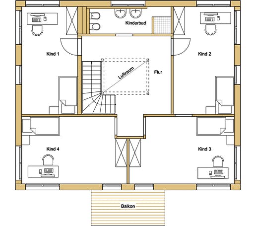 Blockhaus D243 Schmidt von Frammelsberger Holzhaus, Cubushaus Grundriss 2