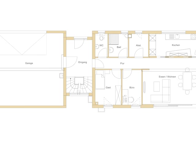 Blockhaus D282 Kocher von Frammelsberger Holzbau, Satteldach-Klassiker Grundriss 1