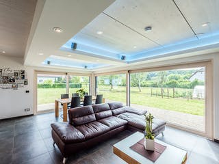 Blockhaus D282 Kocher von Frammelsberger R. Ingenieur-Holzbau, Satteldach-Klassiker Innenansicht 1