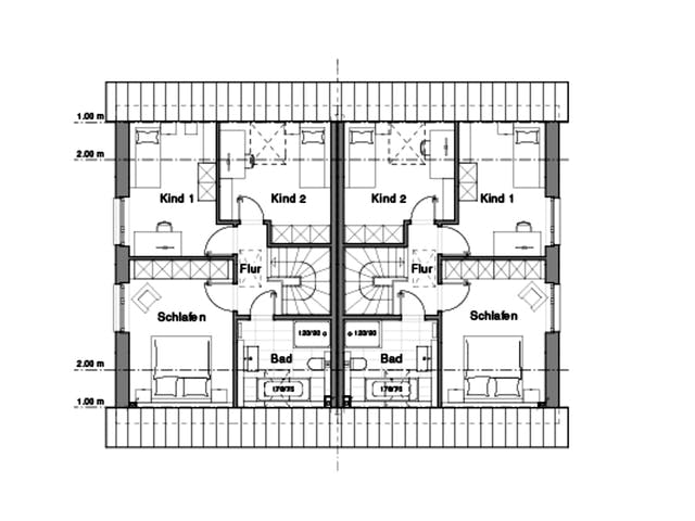 Massivhaus Doppelhaus V4 von Viebrockhaus Schlüsselfertig ab 238450€,  Grundriss 1