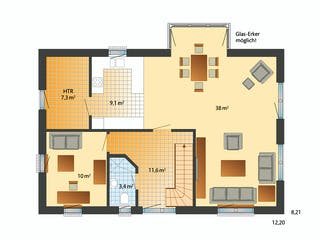 Fertighaus GlĂŒcksburg von Danhaus Deutschland SchlĂŒsselfertig ab 431266âŹ, Satteldach-Klassiker Grundriss 1