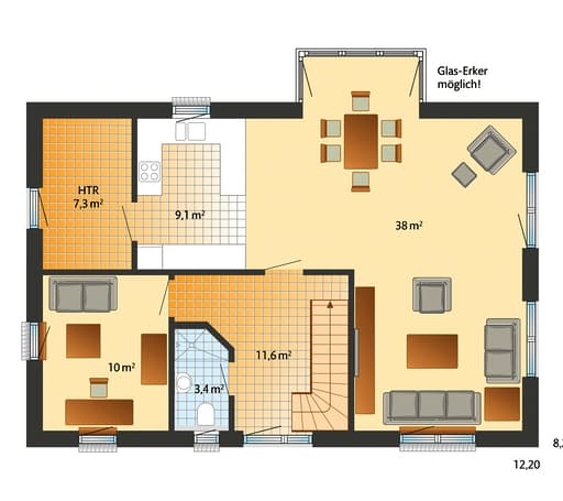 Fertighaus Glücksburg von Danhaus Schlüsselfertig ab 269760€, Satteldach-Klassiker Grundriss 1