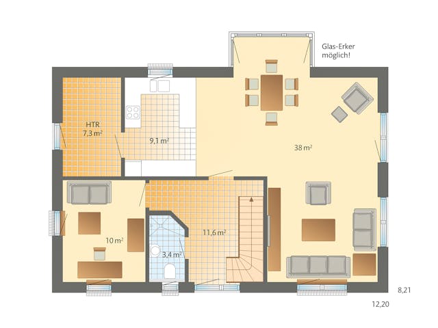 Fertighaus Glücksburg von Danhaus Deutschland Schlüsselfertig ab 431266€, Satteldach-Klassiker Grundriss 1