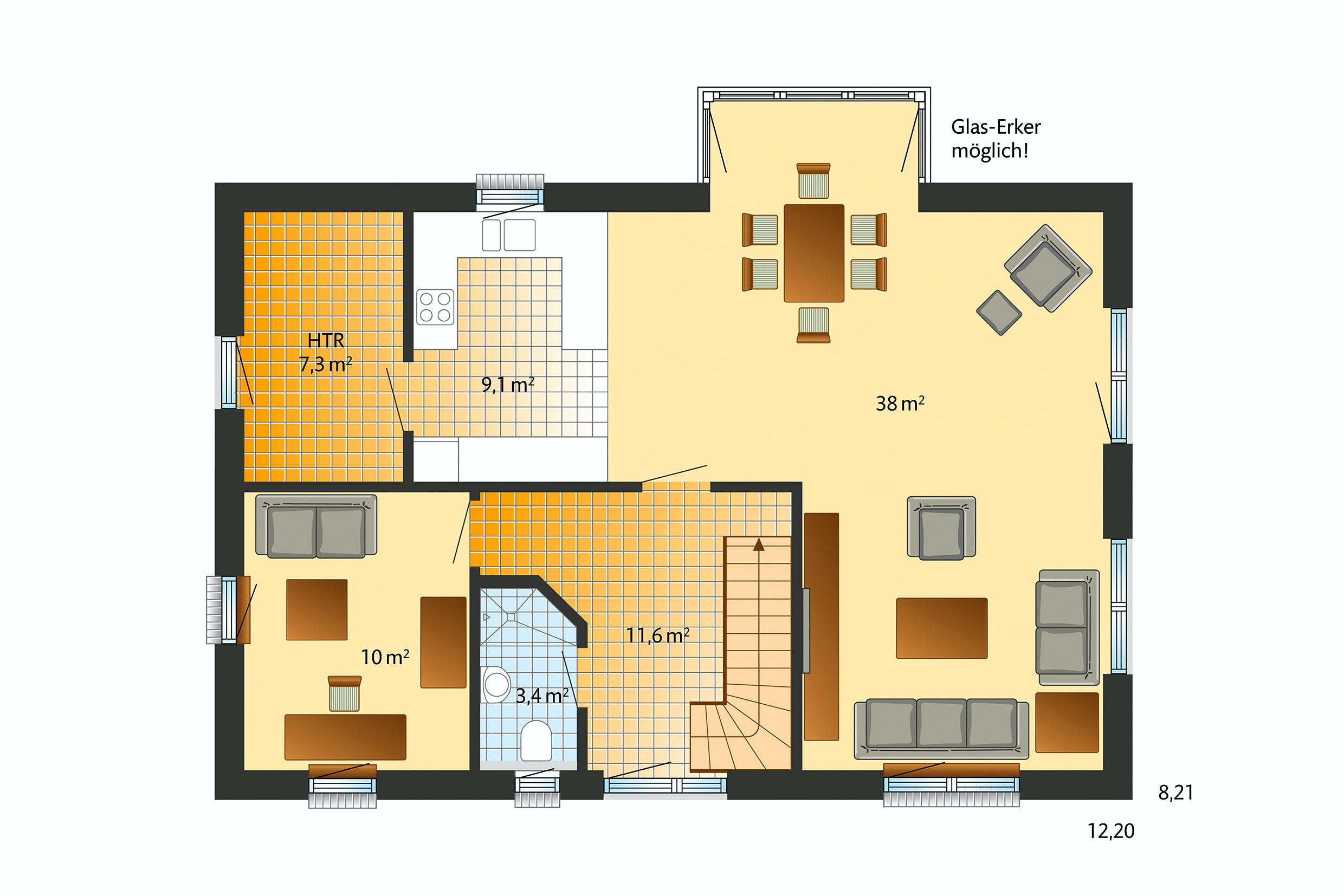 Fertighaus Glücksburg von Danhaus Deutschland Schlüsselfertig ab 359825€, Satteldach-Klassiker Grundriss 1