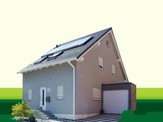 Fertighaus DHH102 von Sachsenheimer Fertighaus Schlüsselfertig ab 164290€, Satteldach-Klassiker Außenansicht 1