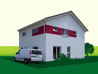 Fertighaus DHH151 von Sachsenheimer Fertighaus Schlüsselfertig ab 221130€, Satteldach-Klassiker Außenansicht 1