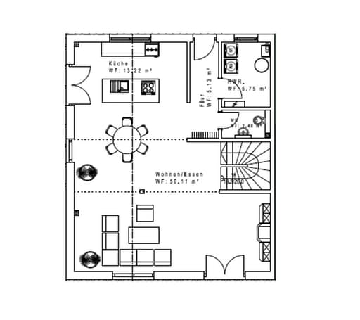 Fertighaus DHH151 (inactive) von Sachsenheimer Fertighaus Schlüsselfertig ab 221130€, Satteldach-Klassiker Grundriss 2