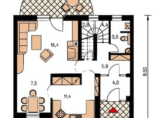 Massivhaus Reihenhaus Linea von CMF Creativ Massiv Flexibel HAUSBAU Schlüsselfertig ab 155000€, Grundriss 1