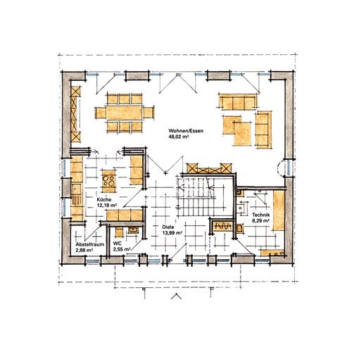 Fertighaus Diana - MH Köln-Frechen von GUSSEK HAUS Schlüsselfertig ab 532800€, Pultdachhaus Grundriss 2