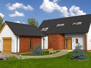 Massivhaus Domino Plus von CMF Creativ Massiv Flexibel HAUSBAU Schlüsselfertig ab 173800€, Außenansicht 1