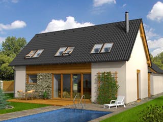 Massivhaus Domino Plus von CMF Creativ Massiv Flexibel HAUSBAU Schlüsselfertig ab 173800€, Außenansicht 2