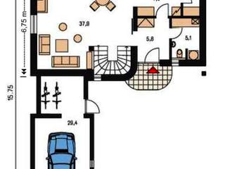 Massivhaus Domino Plus von CMF Creativ Massiv Flexibel HAUSBAU Schlüsselfertig ab 173800€, Satteldach-Klassiker Grundriss 1