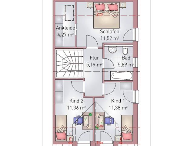 Fertighaus Doppelhaus von HEFA Holz- & Massivhaus Schlüsselfertig ab 206615€, Satteldach-Klassiker Grundriss 2