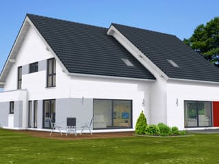 Fertighaus Twin House 123 von Zimmermann Haus Schlüsselfertig ab 254387€, Satteldach-Klassiker Außenansicht 3