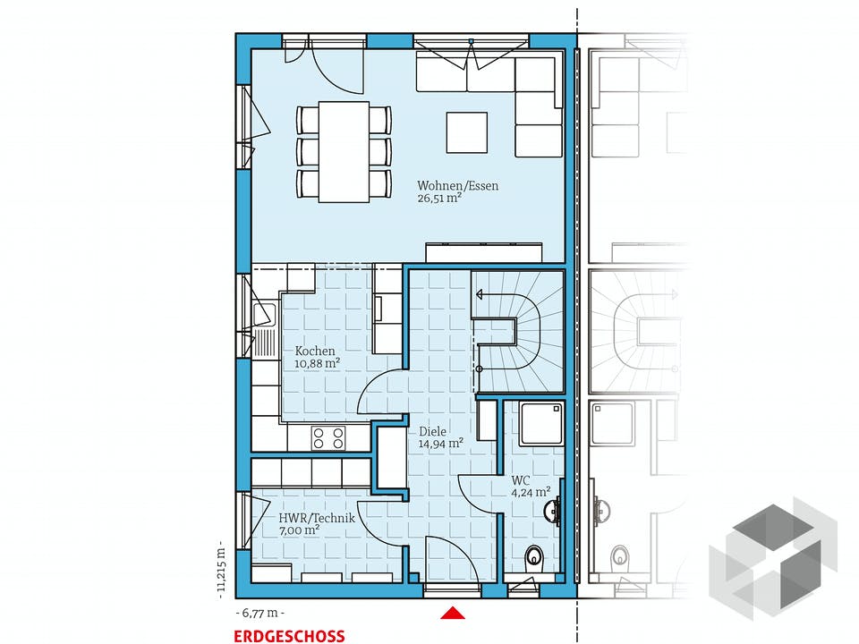 Doppelhaus 25-125 von Hanse Haus Grundriss