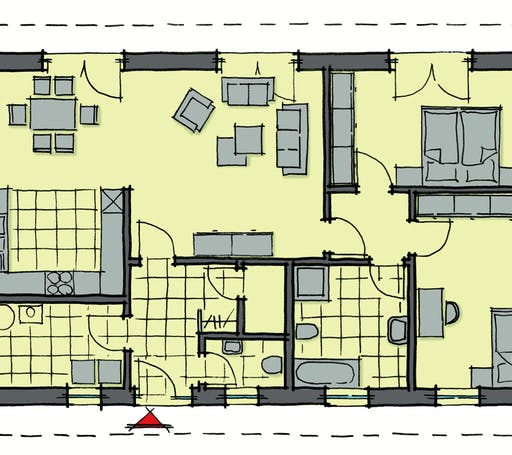 Fertighaus Dordogne von GUSSEK HAUS Schlüsselfertig ab 248700€, Bungalow Grundriss 1