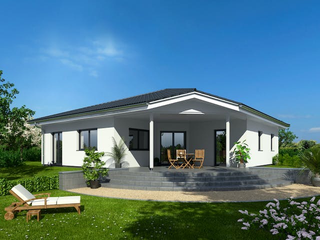 Fertighaus Bungalow 117 WD von DREVO HAUS Schlüsselfertig ab 254100€, Bungalow Außenansicht 1