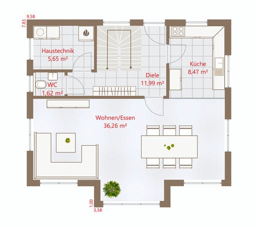 Drevo - Hausidee 122 SD Floorplan 1