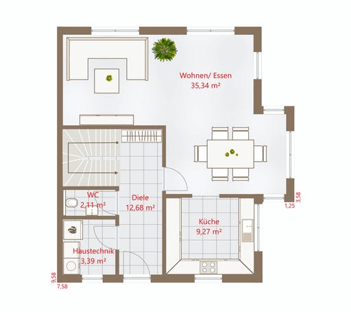 Drevo - Hausidee 122 WD Floorplan 1