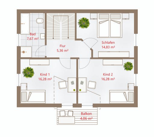 Fertighaus Hausidee 128 SD von DREVO HAUS Schlüsselfertig ab 259800€, Satteldach-Klassiker Grundriss 2