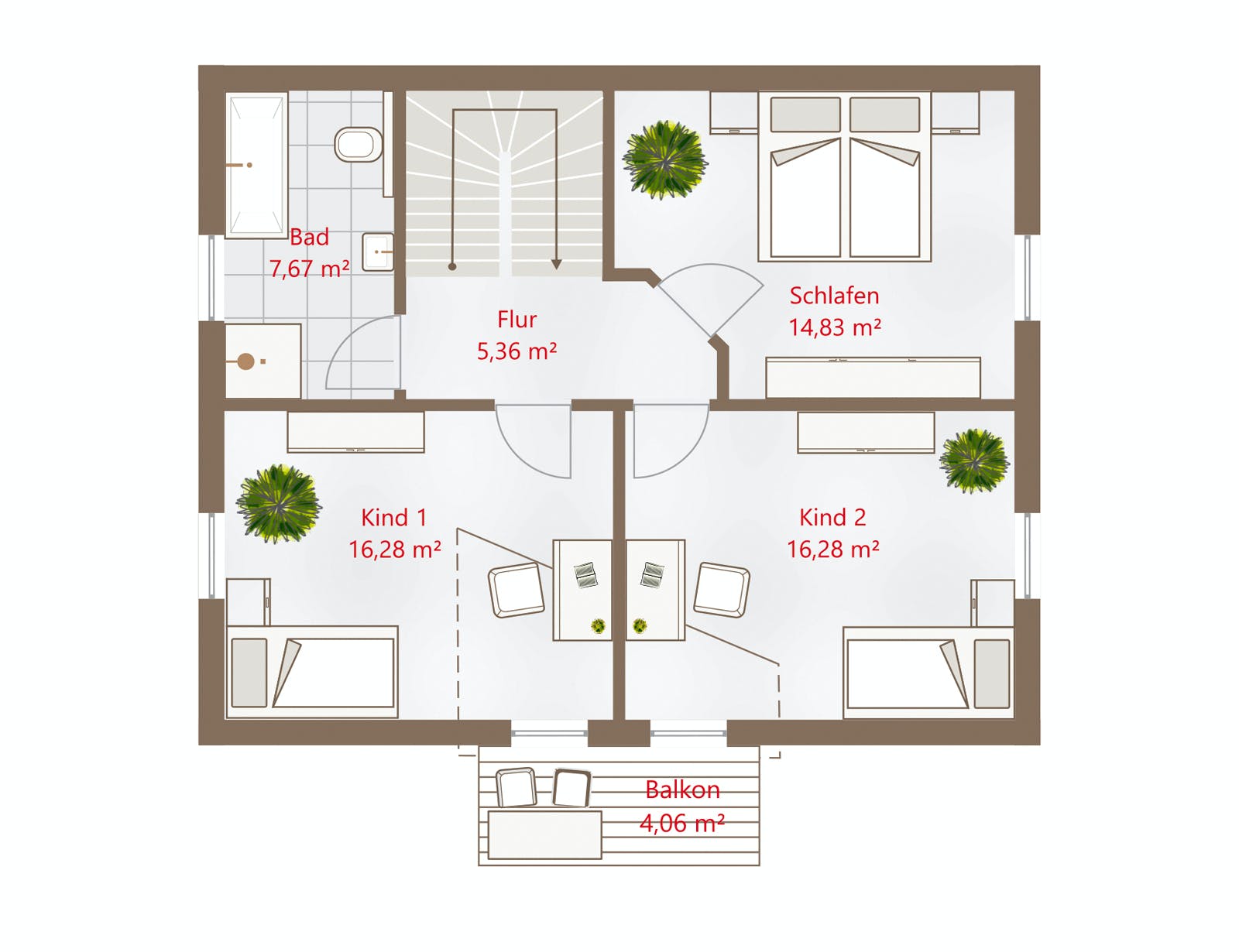 Fertighaus Hausidee 128 SD von DREVO HAUS Schlüsselfertig ab 259800€, Satteldach-Klassiker Grundriss 2