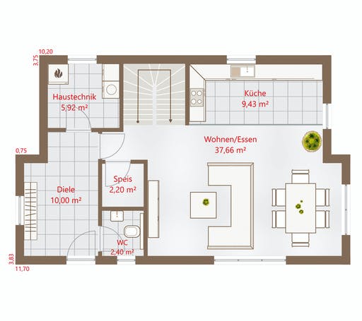 Fertighaus Hausidee 130 PD von DREVO HAUS Schlüsselfertig ab 267900€, Pultdachhaus Grundriss 1