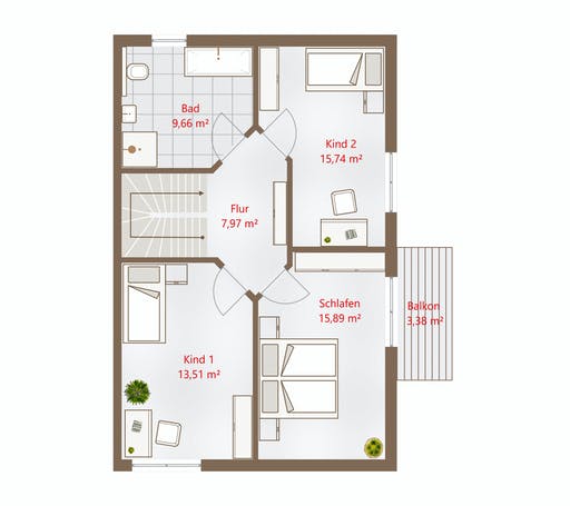 Fertighaus Hausidee 135 SD von DREVO HAUS Schlüsselfertig ab 255300€, Satteldach-Klassiker Grundriss 2