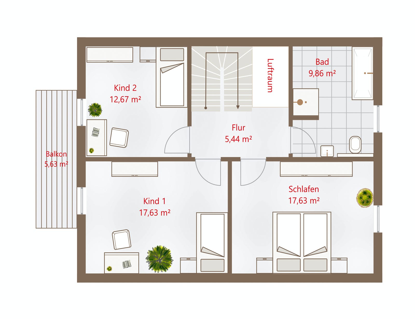 Fertighaus Hausidee 138 SD von DREVO HAUS Schlüsselfertig ab 249100€, Satteldach-Klassiker Grundriss 2
