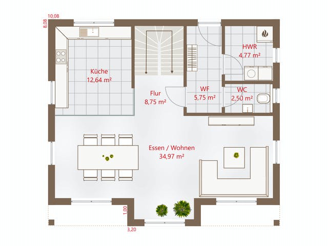 Fertighaus Hausidee 140 VPD von DREVO HAUS Schlüsselfertig ab 297800€, Pultdachhaus Grundriss 1