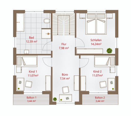 Fertighaus Hausidee 140 VPD von DREVO HAUS Schlüsselfertig ab 297800€, Pultdachhaus Grundriss 2