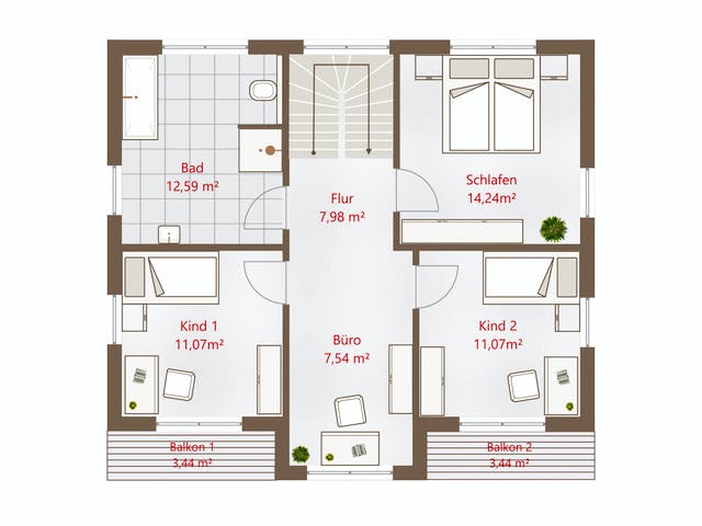 Fertighaus Hausidee 140 VPD von DREVO HAUS Schlüsselfertig ab 297800€, Pultdachhaus Grundriss 2