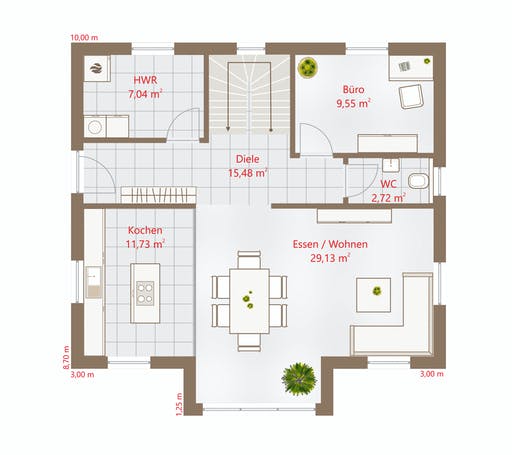 Fertighaus Hausidee 146 WD von DREVO HAUS Schlüsselfertig ab 318100€, Stadtvilla Grundriss 1