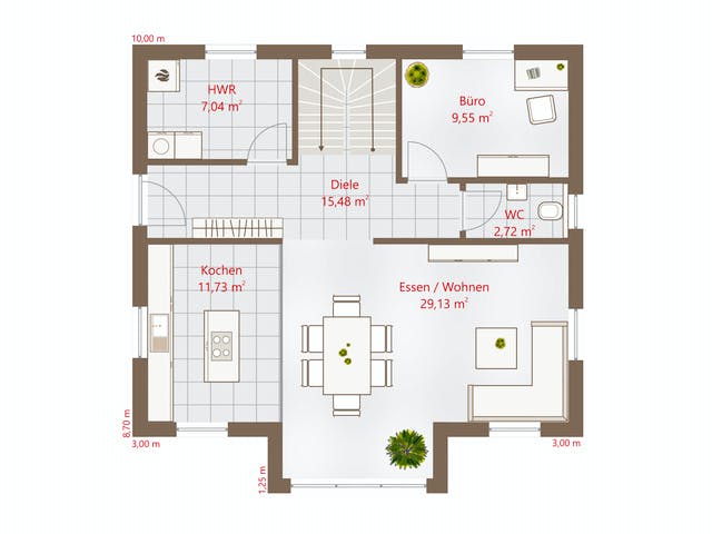 Fertighaus Hausidee 146 WD von DREVO HAUS Schlüsselfertig ab 318100€, Stadtvilla Grundriss 1