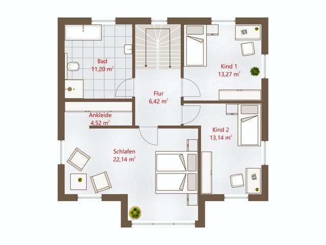 Fertighaus Hausidee 146 WD von DREVO HAUS Schlüsselfertig ab 318100€, Stadtvilla Grundriss 2