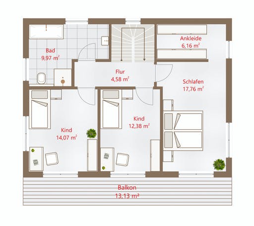 Fertighaus Hausidee 148 SD von DREVO HAUS Schlüsselfertig ab 297200€, Satteldach-Klassiker Grundriss 2