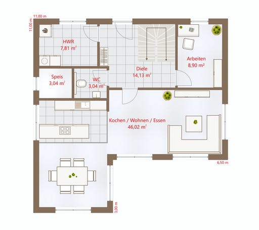 Drevo - Hausidee 150 SD Floorplan 1